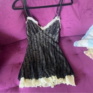 Claire Pettibone Black Lace Slip Dress Size S